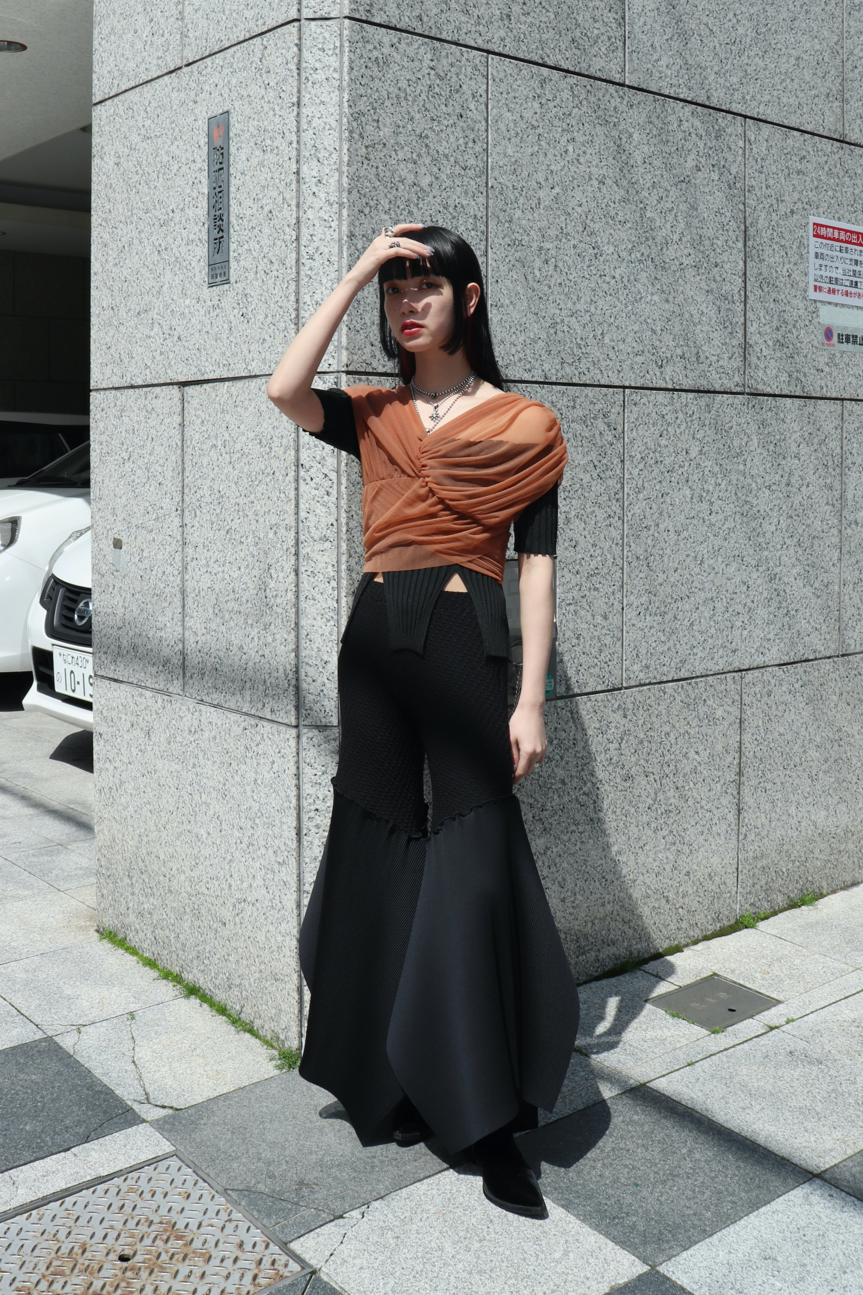 トップス FETICO GATHERED SHEER TOP FETICO's GATHERED SHEER TOP TERRA COTTA (Tops) Mail Order