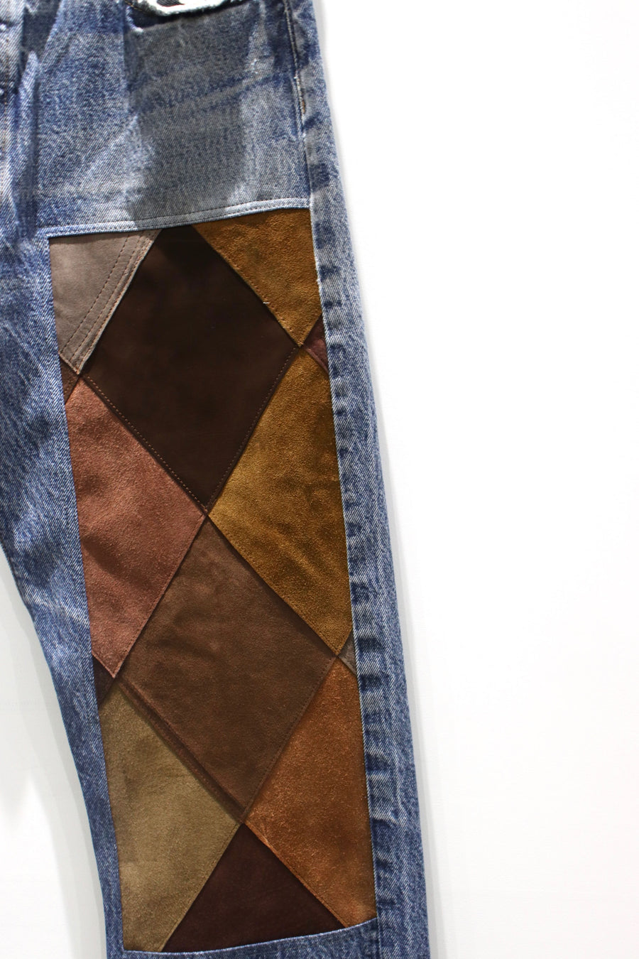 Children of the discordance  NY LEATHER PATCHWORK DENIM-2(BROWN)