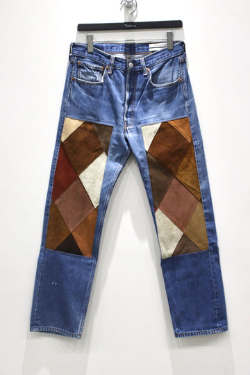 Children of the discordance  NY LEATHER PATCHWORK DENIM-1(BROWN)