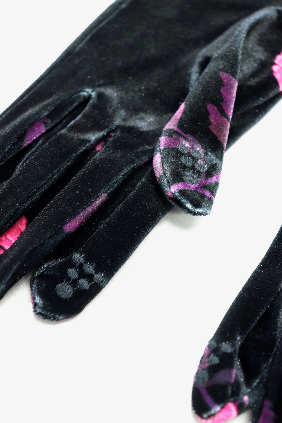 FETICO  Floral Print Super Long Velour Gloves