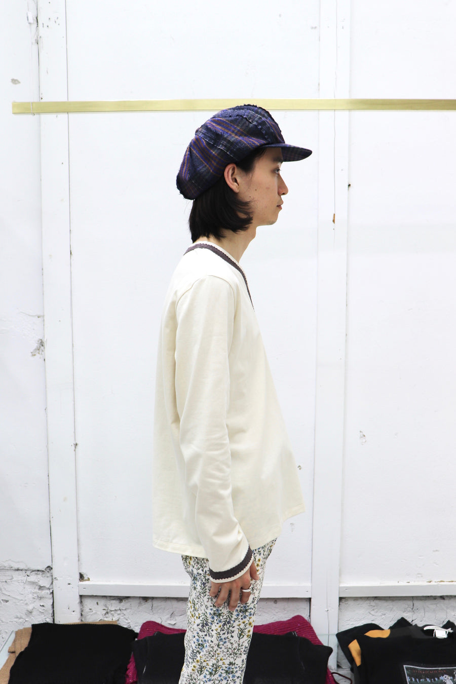 Taiga Igari  Exclusive Lace L/S T-shirt(OFF WHITE & BROWN)