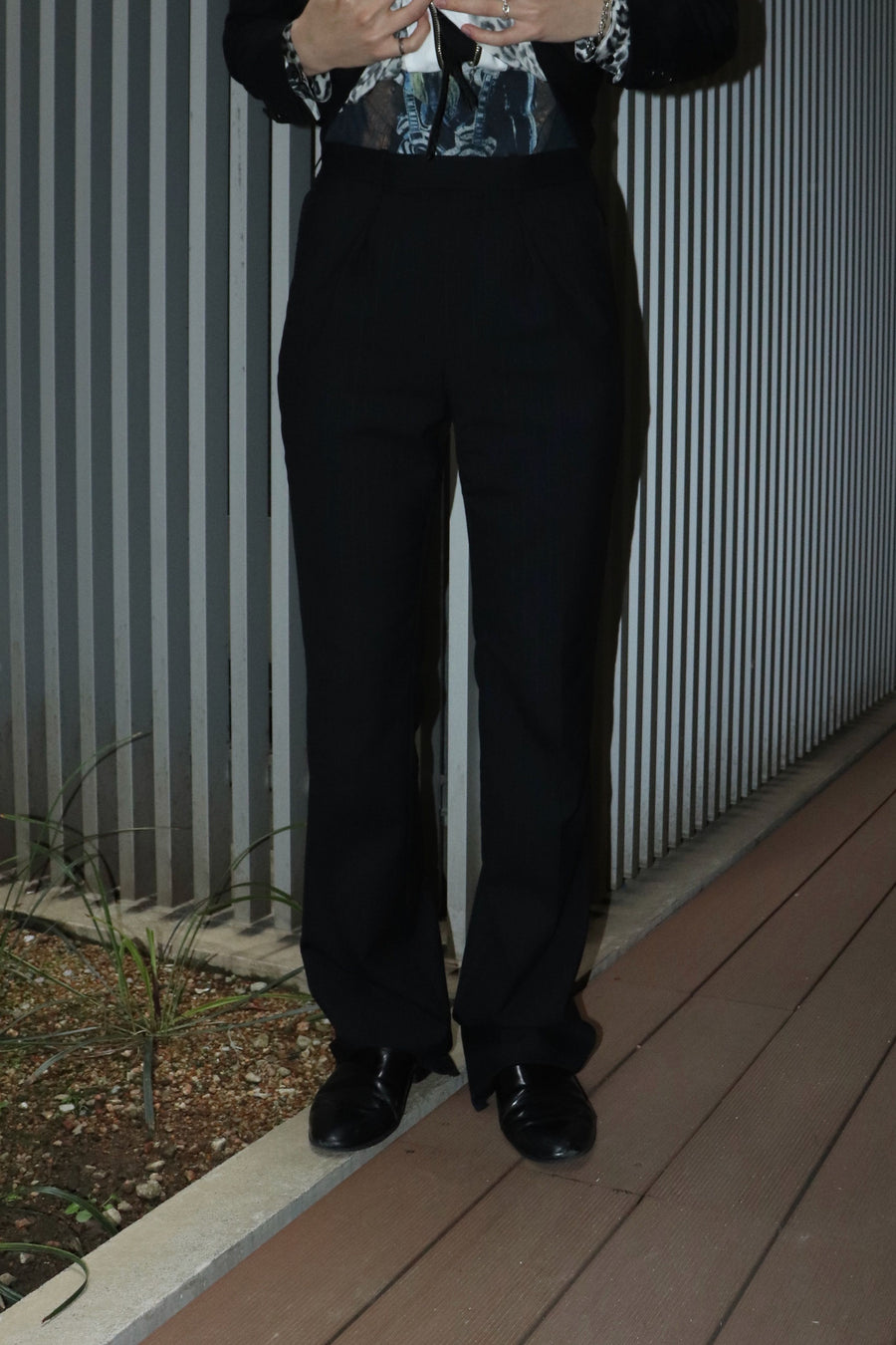 LITTLEBIG  Chalk Stripe Flare Trousers(Black or Brown)