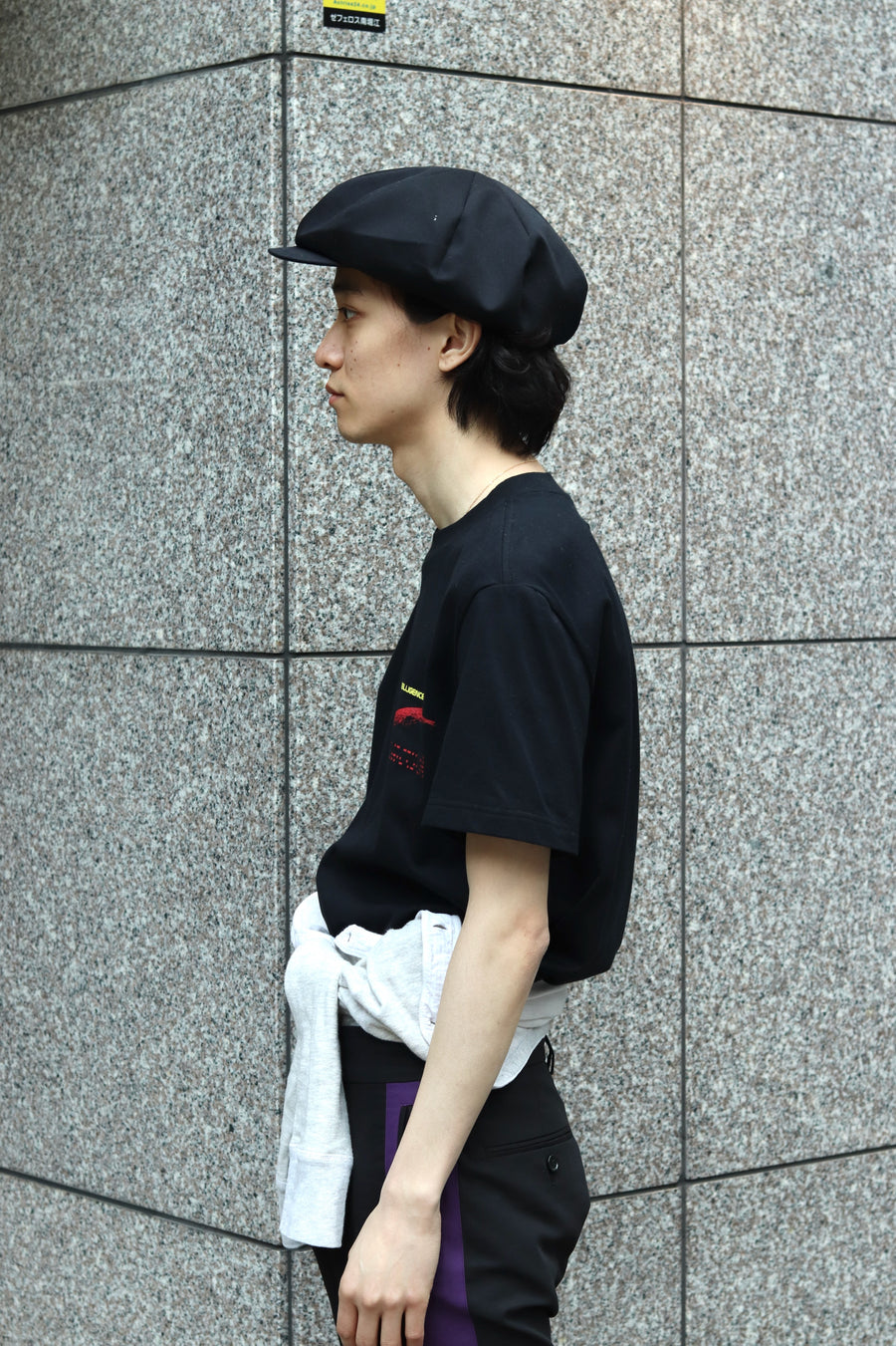 YUKI HASHIMOTO  REGULAR FIT BLACK INTELLIGENCE T-SHIRTS