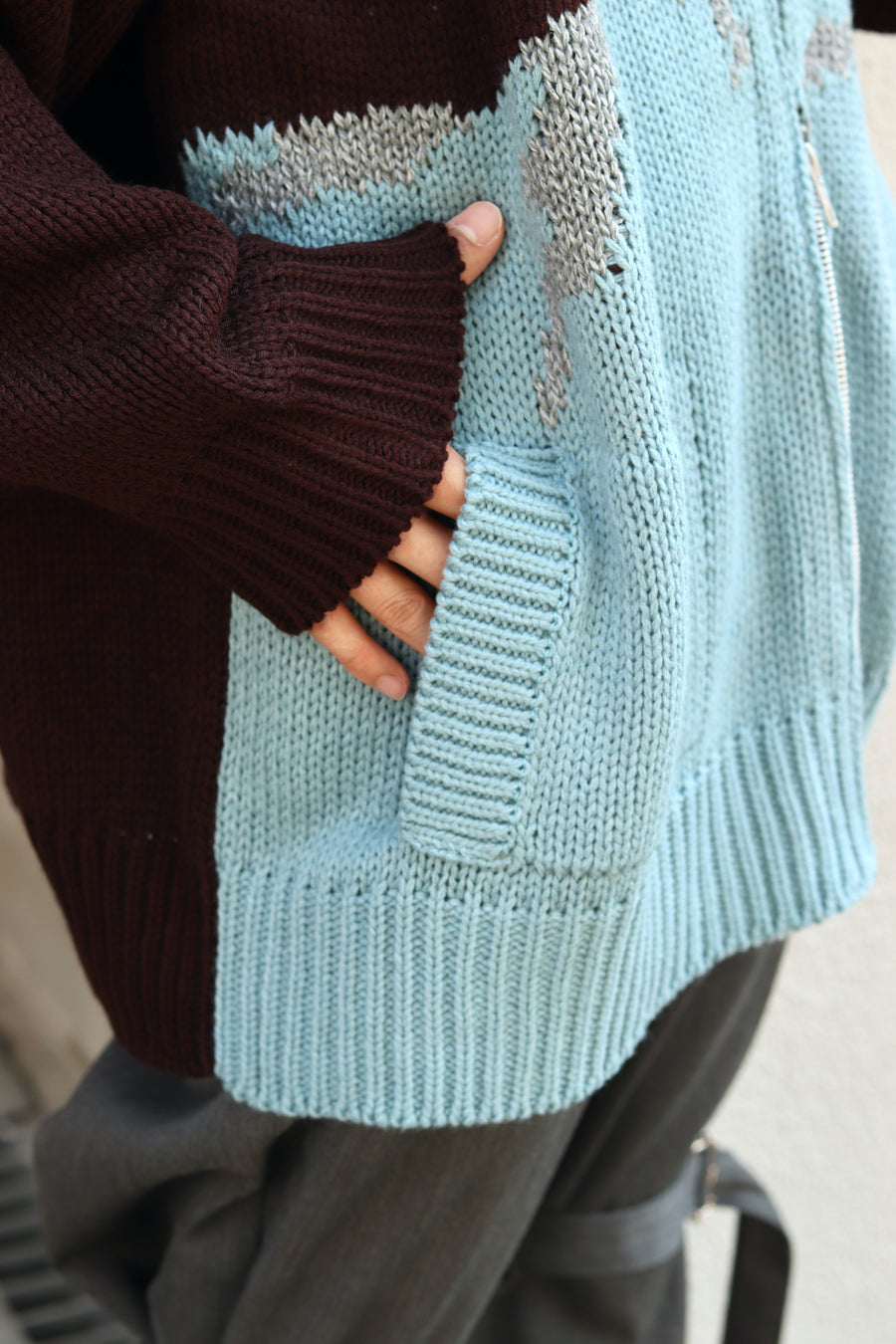 elephant TRIBAL fabrics William Cowichan sweater(BROWN)