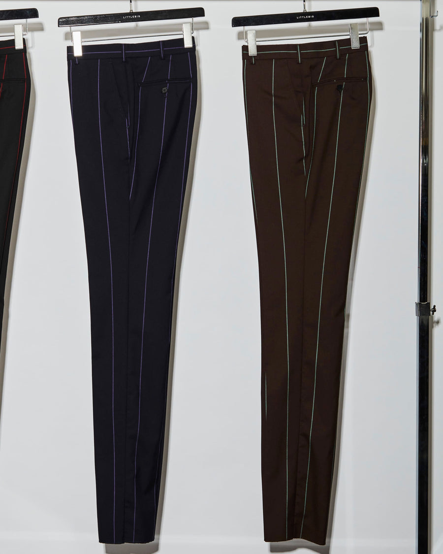 LITTLEBIG  Stripe Slim Trousers（Black or Navy or Brown）