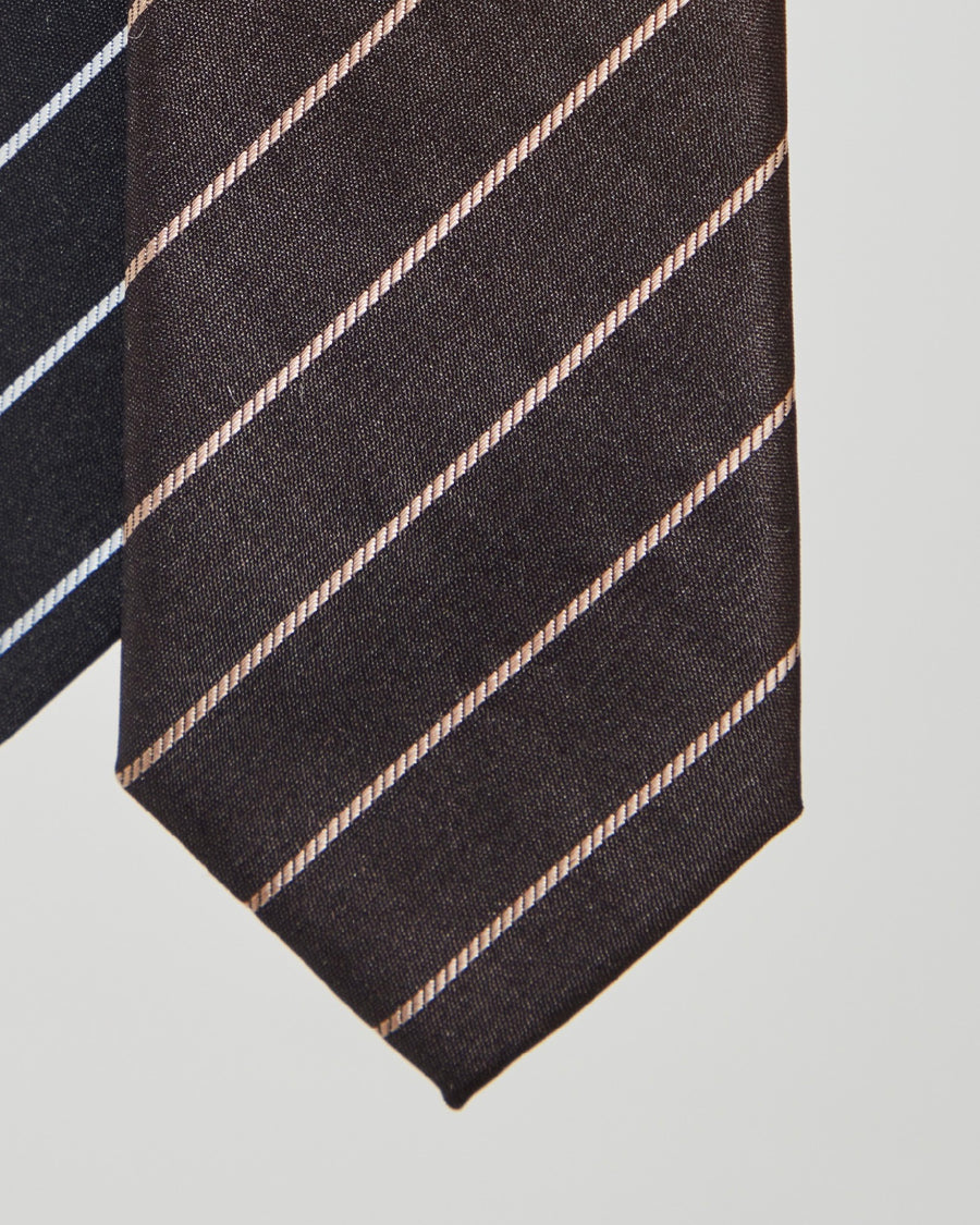 LITTLEBIG  Stripe Silk Narrow Tie(Brown)