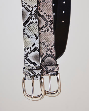 LITTLEBIG  Snake Leather Belt(White)