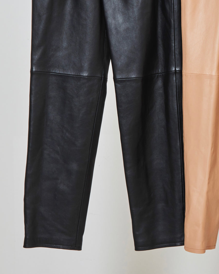 LITTLEBIG  Tucked Leather Pants(Black or Red)