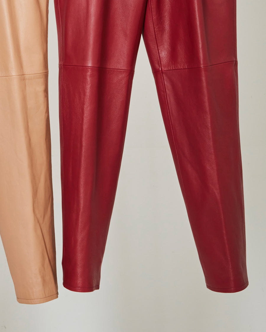 LITTLEBIG  Tucked Leather Pants(Black or Red)