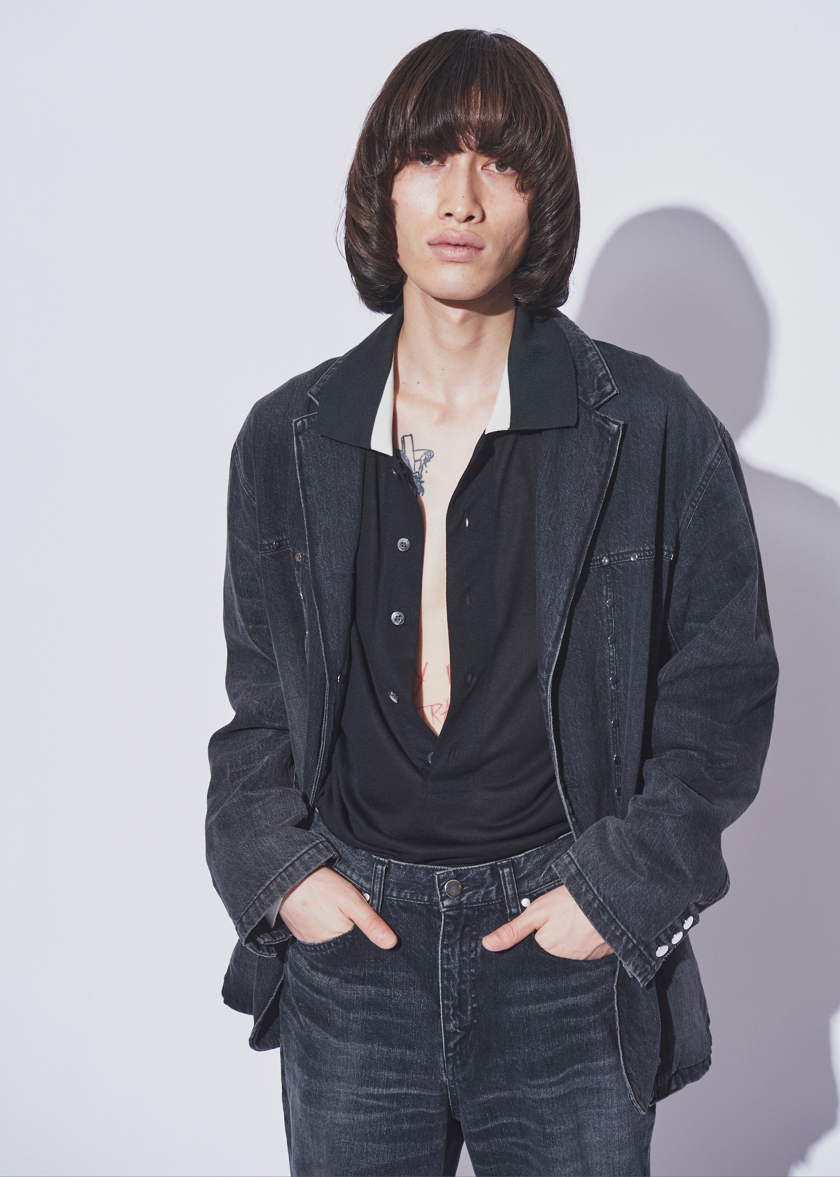 LITTLEBIG(リトルビッグ)のL/S Polo SH Gray or Black(ポロシャツ)の