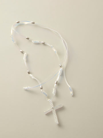 MASU PEARL TAPE ROSARY NECKLACE