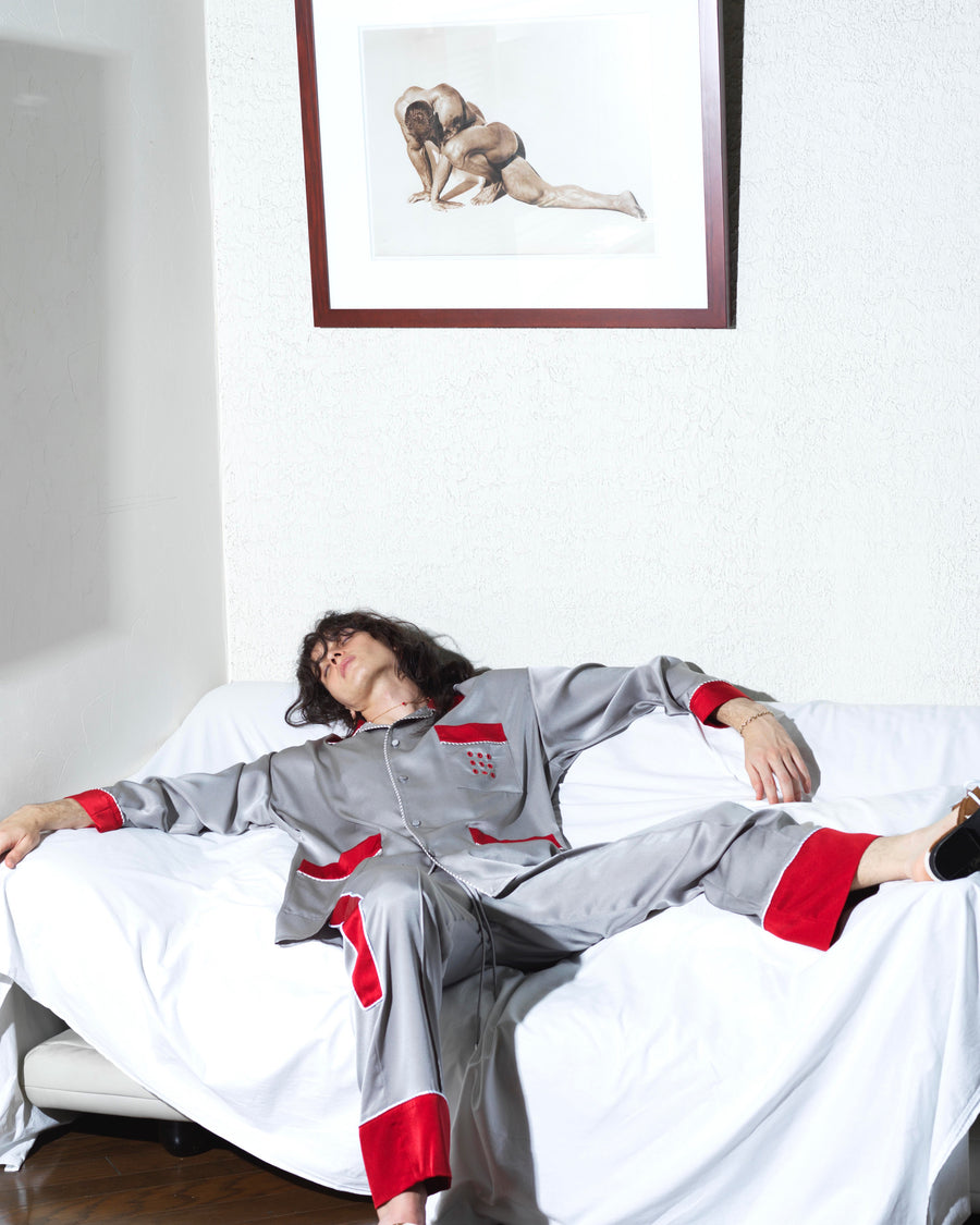 SYU.HOMME/FEMM  Hang-out Pajama shirts（Gr&Red）