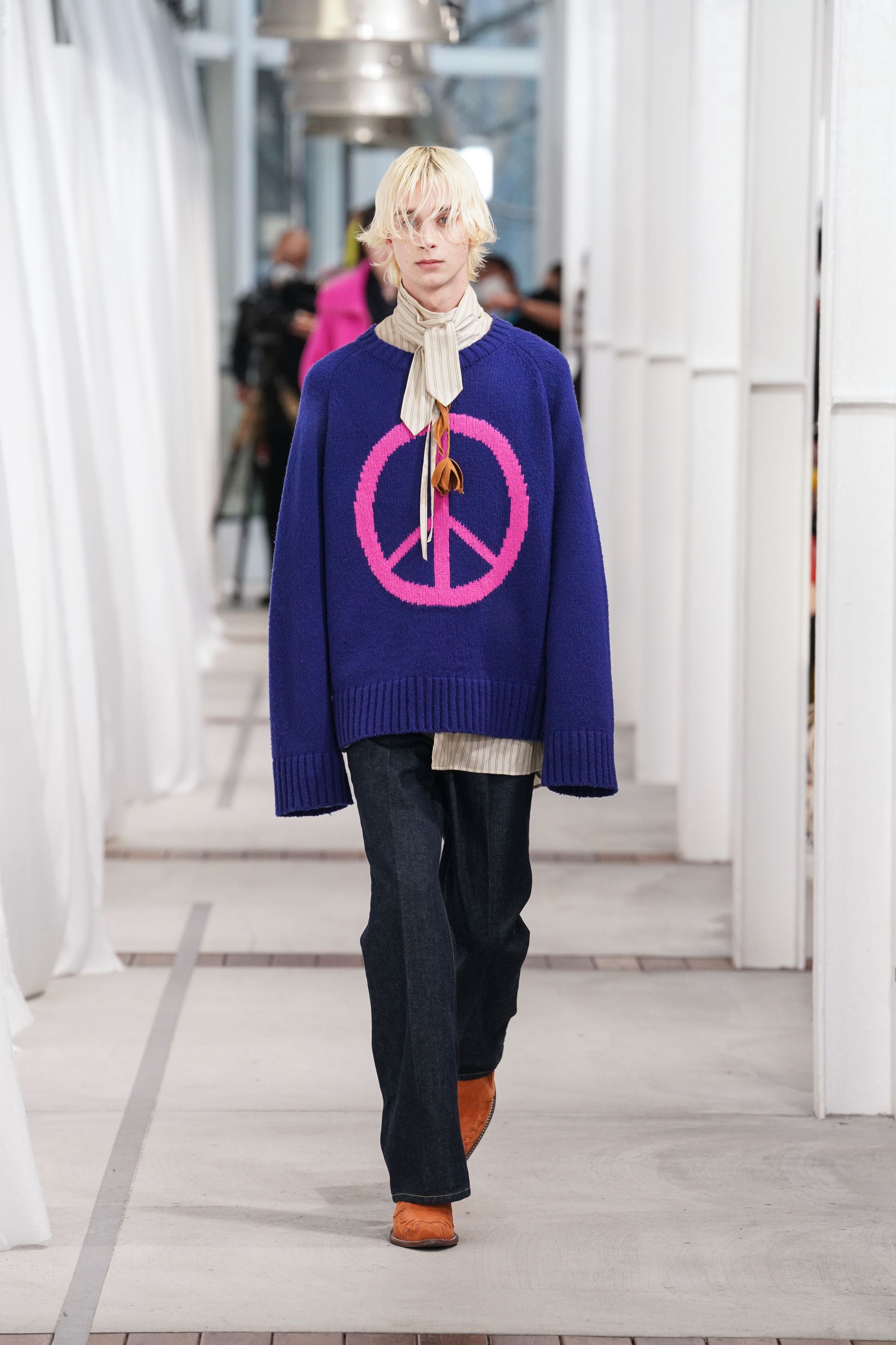 Bed J.W. FORD (Bedford) Mail Order of 22aw Peace Symbol Knit Blue
