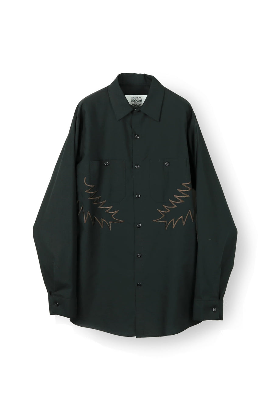 elephant TRIBAL fabrics Palm leaf embroidery work shirt（BLACK）